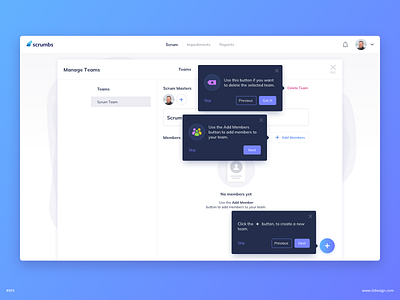 Manage Teams Onboarding UI Design