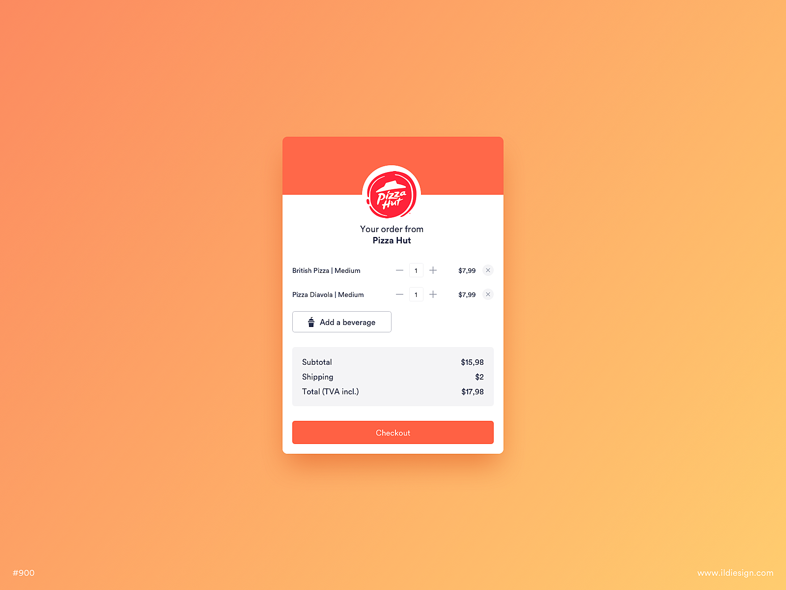 Dribbble - Day 900 Shopping Cart UI Design.png by Ildiko Gaspar