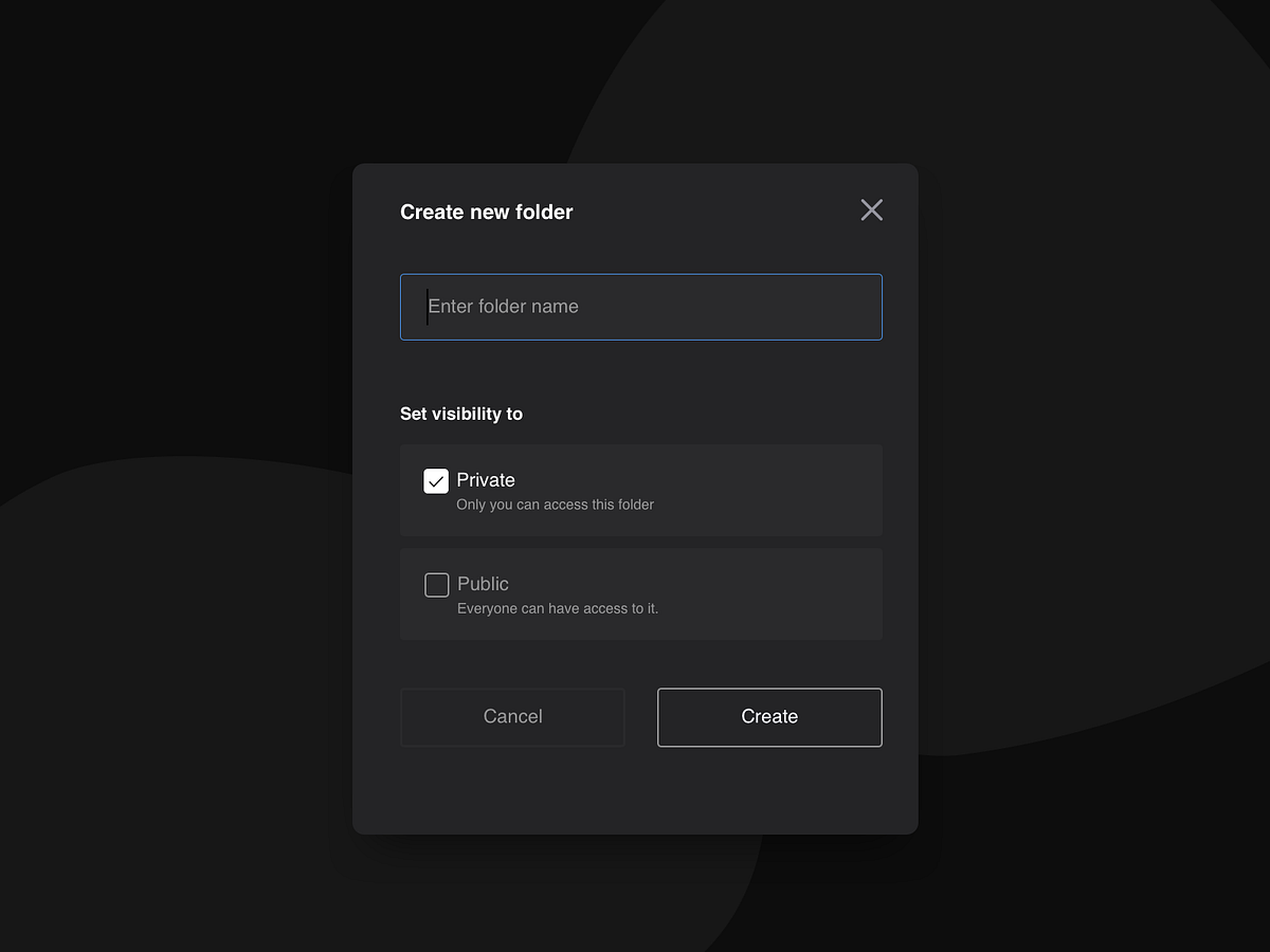 Create Folder Modal UI Design by Ildiko Gaspar on Dribbble