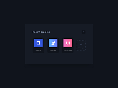 Recent Projects UI Design