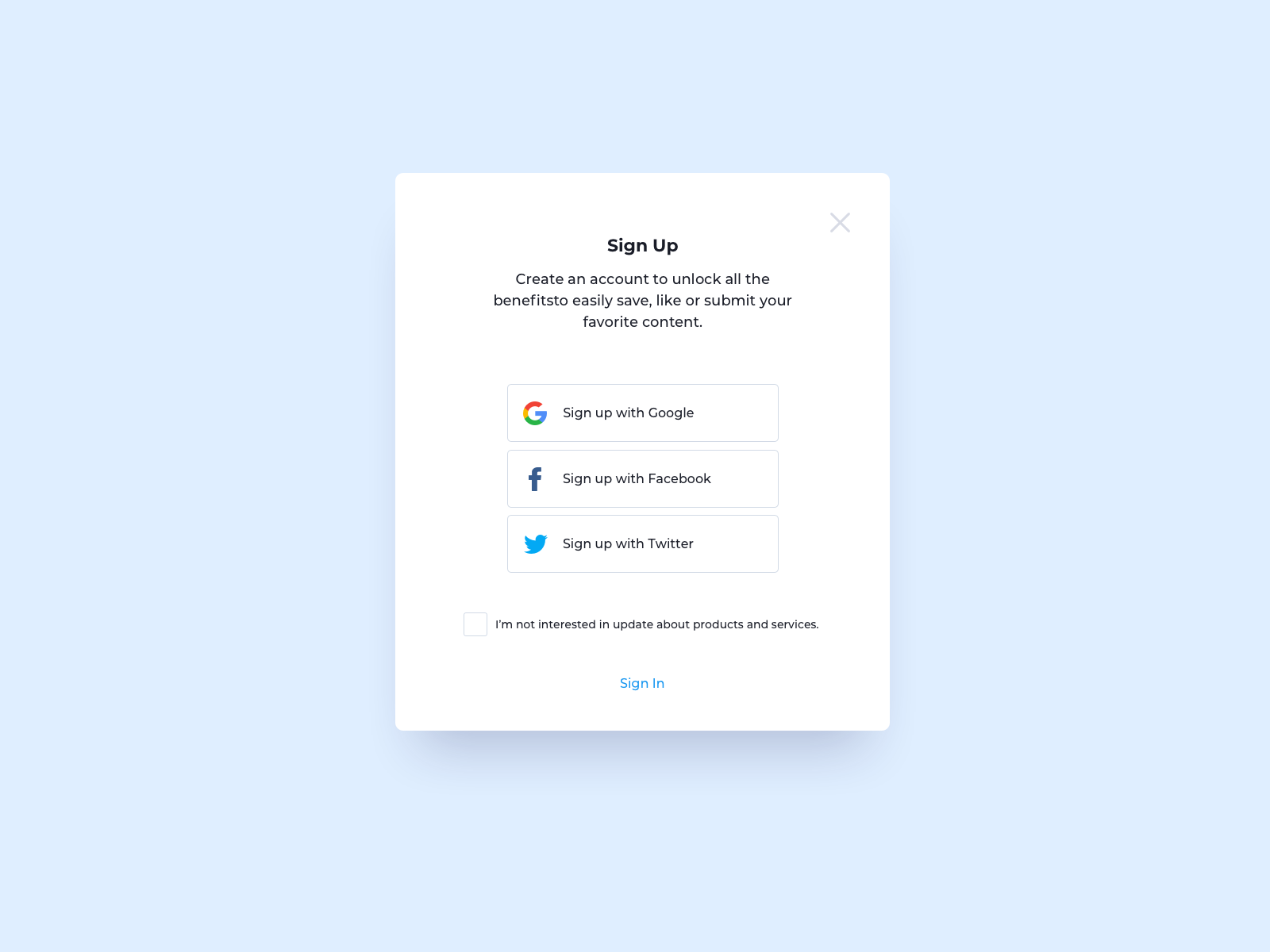 Sign Up Modal UI Design by Ildiko Gaspar on Dribbble