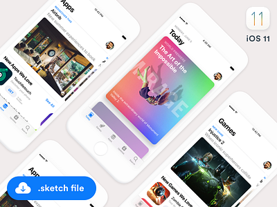 iOS11 App Store GUI (Sketch freebie) app store apps cards freebie games gui ios ios11 sketch ui