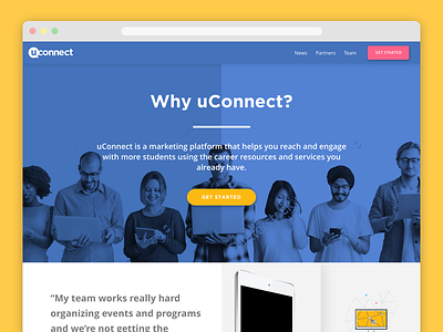 uConnect Landing Page jakt landing page nyc tech uconnect ui ux