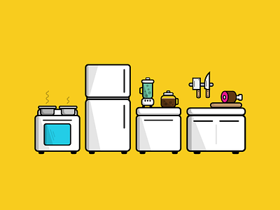 Come on in my kitchen - Mmm Hmm flat illustration kitchen illustration vector