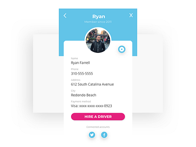 Daily UI Challenge Day 06: User Profile dailyui ride sharing app screen ui user profile