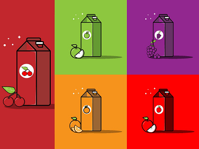 5 kinds of juice branding cartoon cherry design flat fruit grape graphic design icon illustration juice lemon logo manggo orange and grape ui ux vector