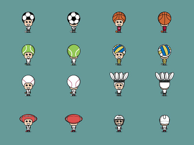 sports mascot bundle with cute characters