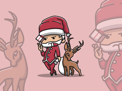 Hey santa! branding chirstmas cute deer design flat graphic design icon illustration logo religion santa vector