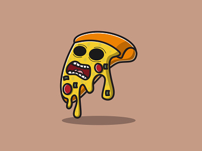 Spooky pizza branding design flat graphic design halloween horror icon illustration logo pizza spooky vector