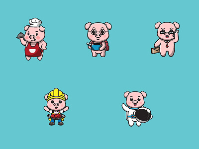 PIG!!!!! astrounot cheff pig cute pig graphic design illustration pig poek student vector work pig