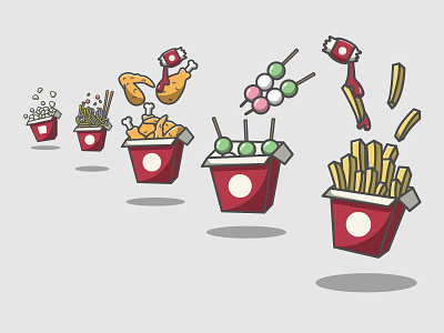FOOD!!!!! dango design fast food flat food french fries fried chicken graphic design illustration popocorn strret food vector