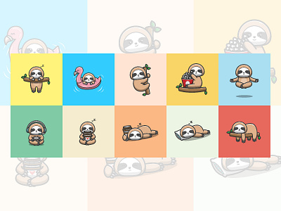 Sloth!!!! animal branding coffee cute design flat gamers graphic design icon illustration lazy sleep sloth vector yoga