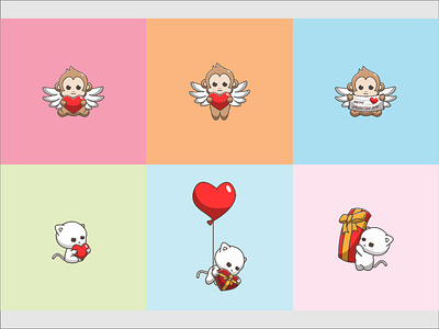 Love of my life angel animal baby branding cat cupid cute design flat graphic design icon illustration logo love monkey vector