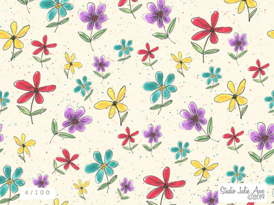 Watercolor & Gouache Seamless Stylized Floral Pattern