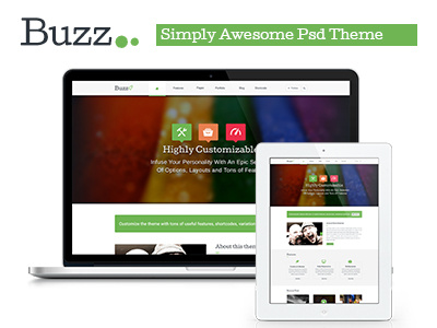 Buzz... Simply Awesome Psd Theme. audio. blog flat minimalistic multiporpose portfoilo responsive design ui ux video web design