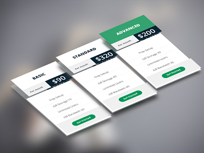 Pricing Table Design minimal mobile pricing table ui