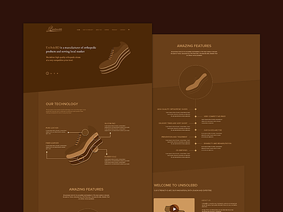 Unisolebd Home website clean creative feature infographic interface landing page minimal product shoe ui working process