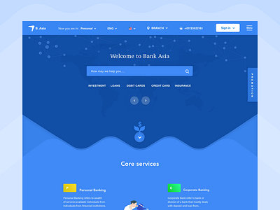 Bank Asia Home Page bank clean fun home minimal money search simple ui ux