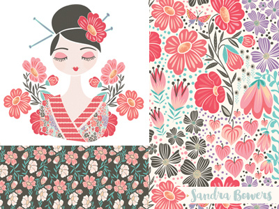 Oriental Blossoms Illustration and Pattern Collection