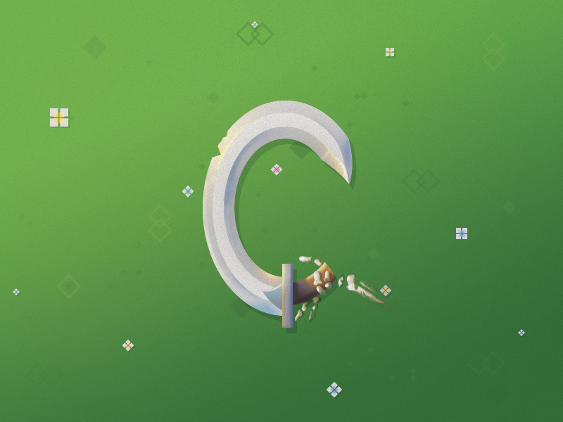 Letter a Day - C riotvisualdesign skeleton letter typography vector sword