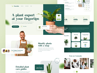 Plant Care App app daily ui ios landing page material design mobile app modern plant app ui user interface ux web design