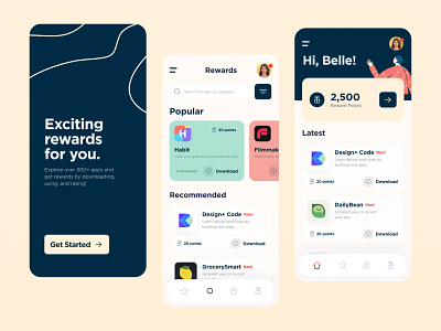 Rewards App Concept app concept app daily ui material design mobile mobile app modern rewards ui user interface