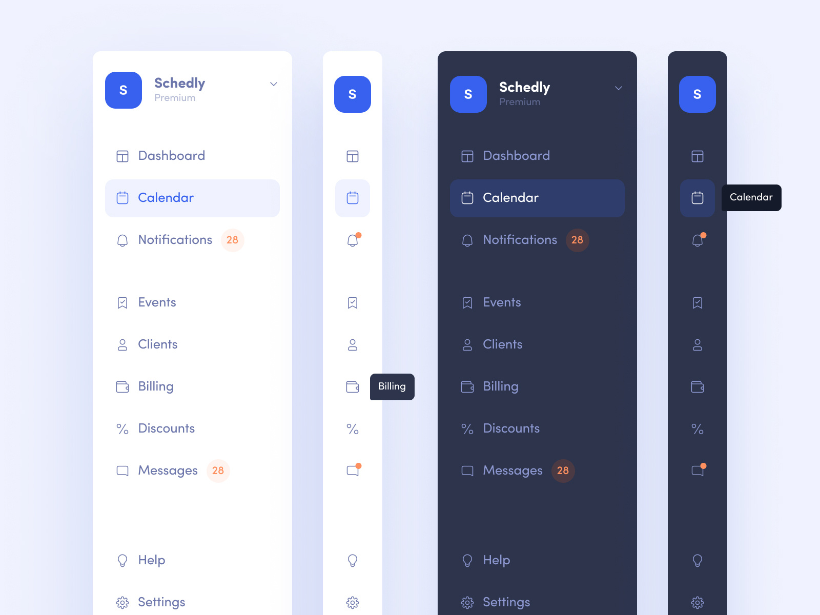 Side Menu Light and Dark Theme by Janine Beth Salazar on Dribbble