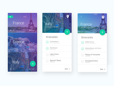 Travel Itinerary App UI Design