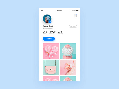 Minimal UI Design for Profile Page app app design daily ui instagram ios profile page ui user interface ux