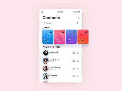 Contacts UI app app design contact ui contacts daily ui gradient instagram ios ui user interface ux