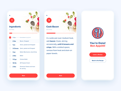 Step-by-Step Mode - Recipe App app daily ui material design recipe ui user interface