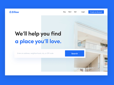 Zillow Real Estate Redesign Concept minimalist modern website real estate real estate agency redesign redesign concept redesigned ui design user interface web design