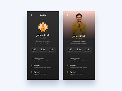 Profile Page Exploration Dark Theme