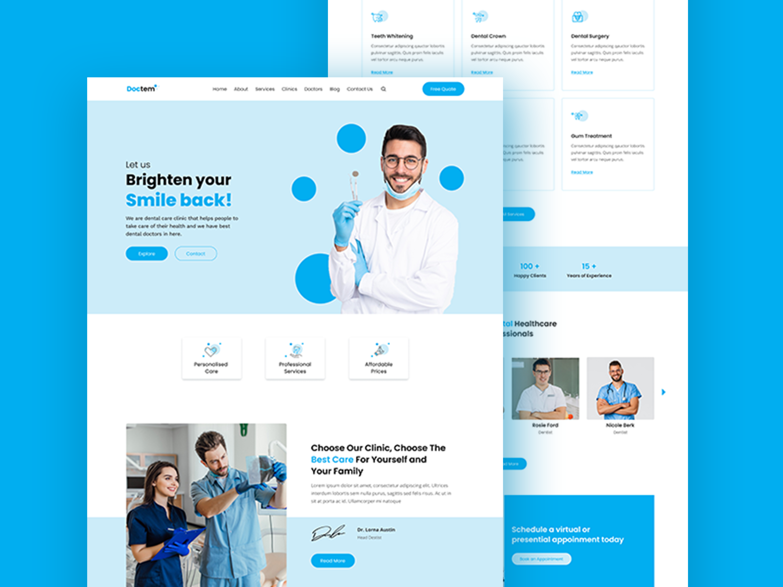 Dentist website figma template or mockup design by Omar Faruk on Dribbble
