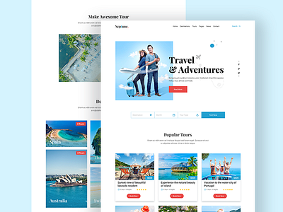 Travel agency website mockup design in figma