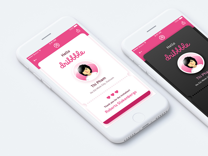 Hello Dribbble! invitation thankyou eticket dribbblers ui-design first-shot hello-dribbble