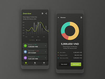 Passio Manager dark app dark background dark theme finance app management app mobile app report app ui design uiux