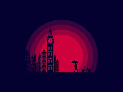 BIG BEN big ben design graphic design illustration london minimal red tower umbrella vector vespa watch tower