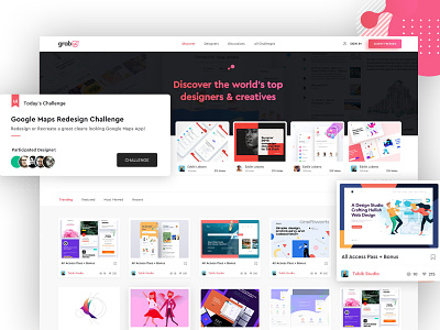 Website for Designers and Artists cards clean clean design creative design inspiration trending ui website website concept