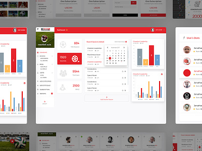 Soccer Project creative dashboard panel presentation red soccer users