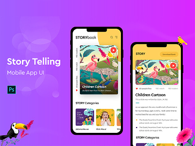 Story Telling Mobile App book children colorful inspiration iphone x mobile mobile design mobile ui psd