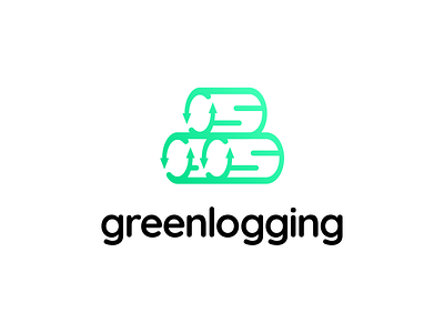 Greenlogging Logo branding clean flat green icon illustration logo logo design recycle simple vector wood