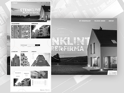 Stenklint A/S black white bw clean construction consulting engineering landingpage simple site ui ux web