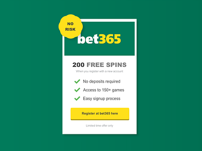 Bet365 Call to action c2a call to action casino cta flat material signup simple table ui ux web