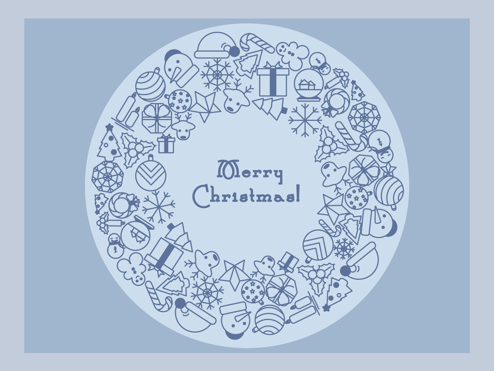 Blue Christmas Card art blue christmas circle design digitalart elements graphic design illustration lineart template vector frame