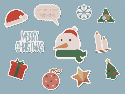 Christmas Stickers art blue christmas design digitalart graphic design green holidays illustration snow winter