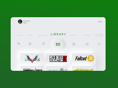 Gaming console OS UI design concept app apps console games gaming playstation ui ux video games web website websites xbox