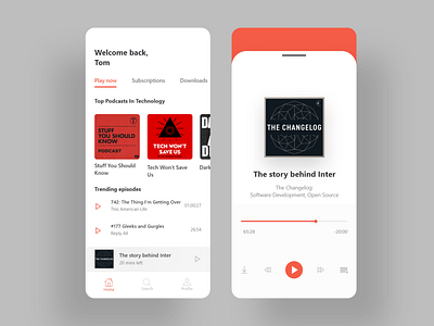 Podcasts phone app design concept