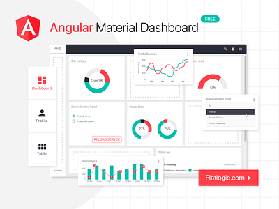 Angular Material Dashboard admin template angular app dashboard development free gradient graphic design javascript template trendy trendy design ui ux web web development