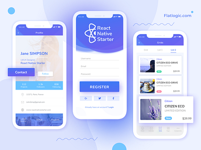 React Native Starter admin template app development interface javascript mobile mobile app react react native trendy trendy design ui ux